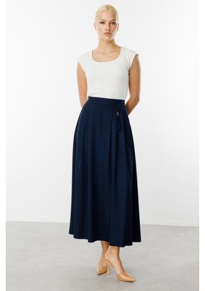 Kadın Beli Püskül Detaylı Etek 1064 Lacivert