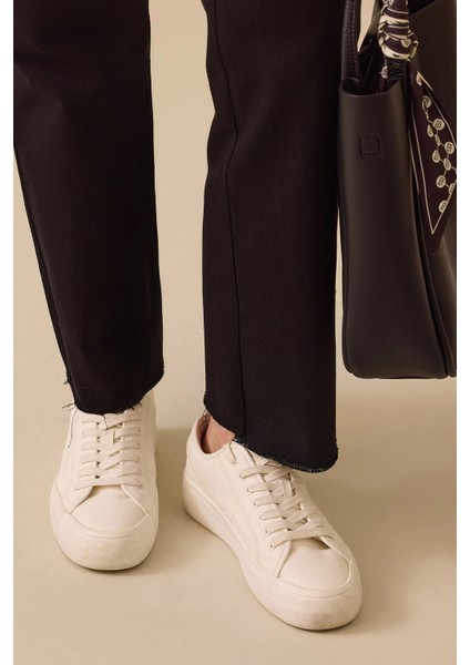 Kadın Yüksek Bel Düz Kesim Bilek Boy Pantolon 0007 Siyah modelleri