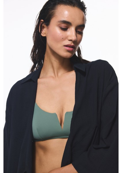 Siyah Sienna V Yaka Midi Oversize Gömlek