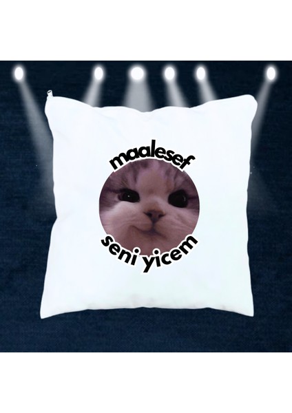 Maalesef Seni Yicem Kedi Dekoratif Yastık