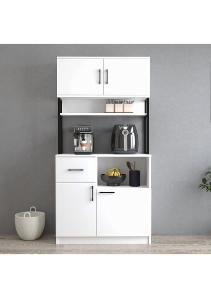 MTD0101 Inci 90 cm Kapaklı Çekmeceli Raflı Mutfak Dolabı Beyaz