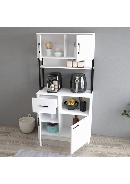 MTD0101 Inci 90 cm Kapaklı Çekmeceli Raflı Mutfak Dolabı Beyaz