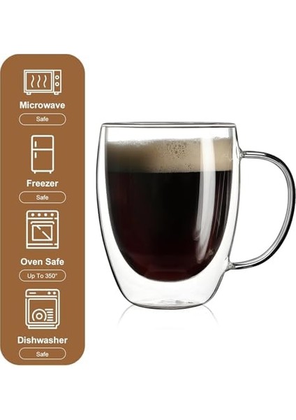 350ML Çift Katmanlı Kulplu Cam Bardak modelleri