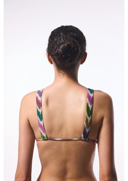 Celine Deep V Çok Renkli Bikini Üst