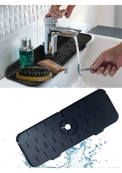 Su Tutucu Musluk Matı -Mutfak ve Banyo Için Koruyucu Lavabo, Musluk ve Batarya Matı