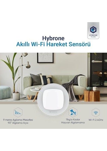 Akıllı Wi-Fi Hareket Sensörü, Uzaktan Kontrol, 9 Metre Algılama Mesafesi, 11 kg Kadar Hayvan Algılamama