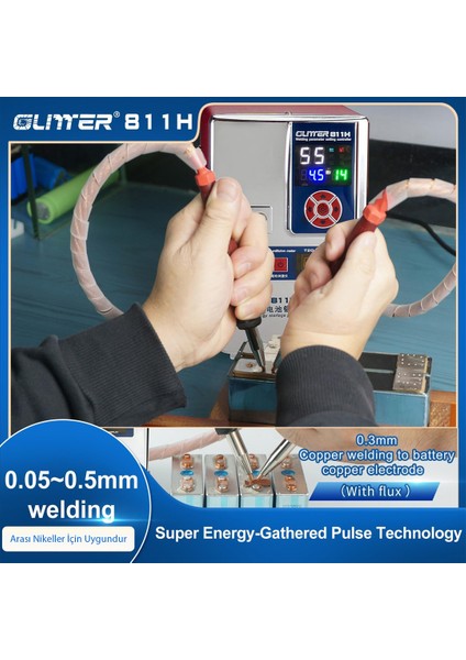 Glitter 811H Şarjlı Pil Profesyonel Bakır - Nikel Punta Kaynak Makinesi 36KW/42KW 7000A (4767)