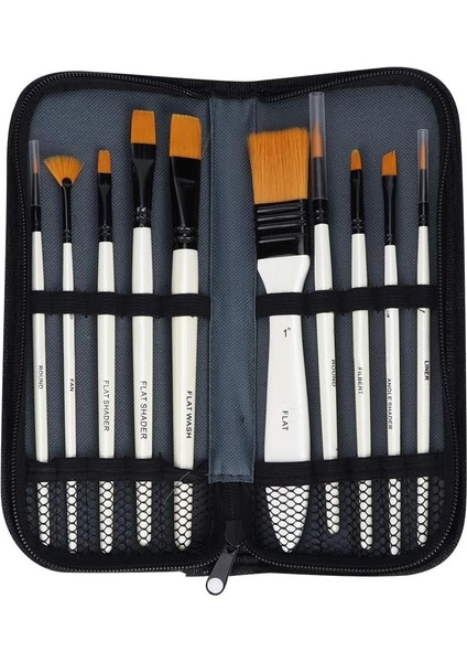 10 Adet Sanatçı Boya Fırçası Seti Sentetik Fırça Suluboya Yağlı Boya Akrilik Fırça Fermuarlı Kılıflı