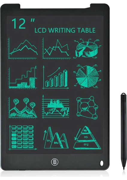 Büyük Boy Dijital Çok Amaçlı Yazı Tahtası Grafik Çizim Çocuk Eğitim Tableti LCD Ekran Kalemli 12 Inc