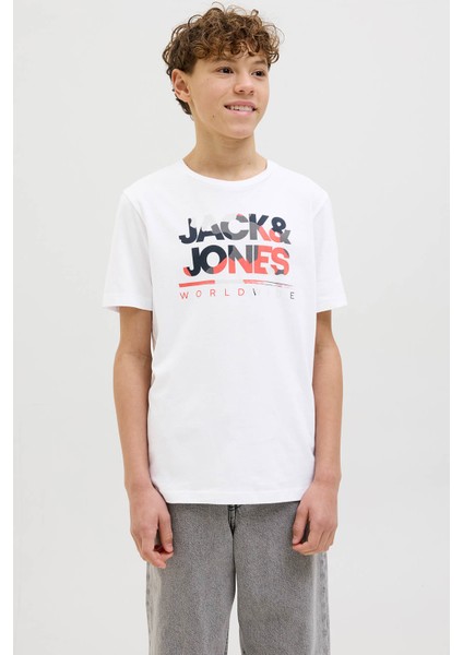 Jjluke Tee Ss Crew Beyaz Erkek Çocuk Kısa Kol T-Shirt