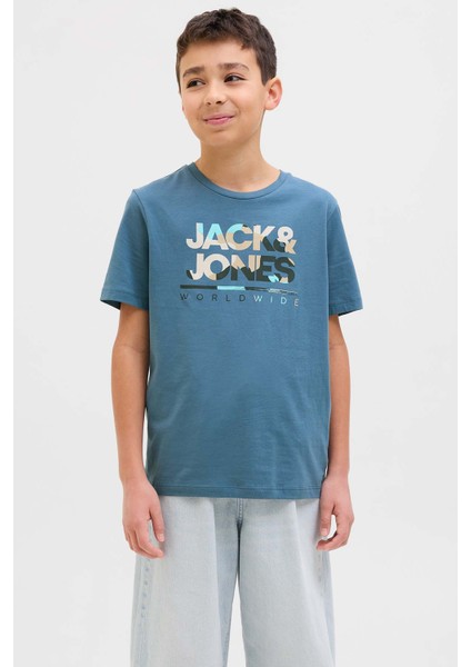Jjluke Tee Ss Crew Mavi Erkek Çocuk Kısa Kol T-Shirt