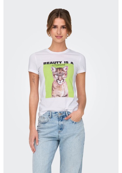 Onlvıbe Lıfe S/s Glasses Beyaz Kadın Kısa Kol T-Shirt modelleri