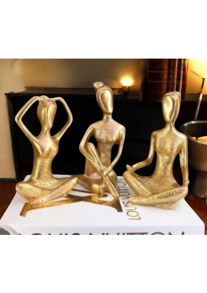 09 cm -18 cm Ebatlarında Kırılmaz Polyester,3 Lü Yoga Yapan Kızlar Biblosu
