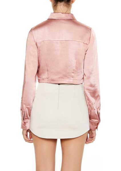 Saten Crop Gömlek modelleri