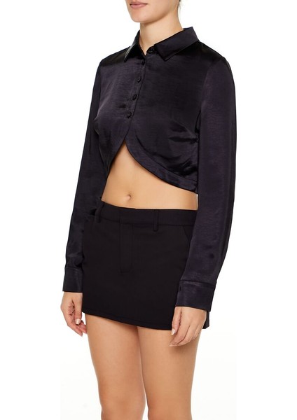 Saten Crop Gömlek fırsatları