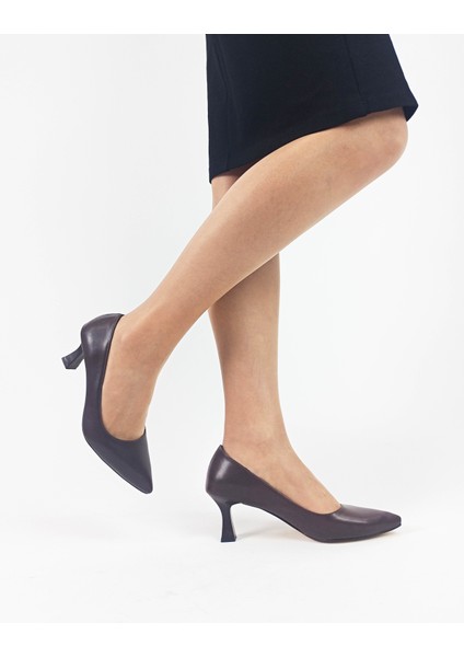 Kahve Renk Cilt Alçak Kadeh Topuk Kadın Stiletto modelleri
