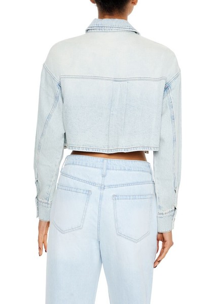 Asimetrik Denim Crop Gömlek modelleri