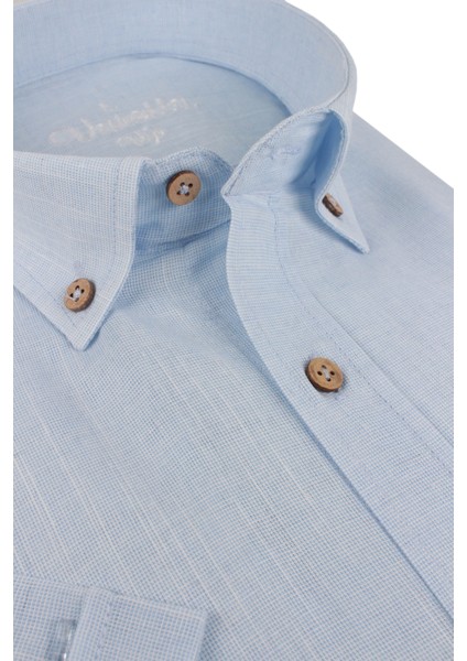 Erkek Mavi Pamuklu Cepli Yazlık Kısa Kollu Gömlek Keten Gömlek fiyatları