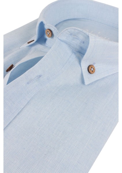 Erkek Mavi Pamuklu Cepli Yazlık Kısa Kollu Gömlek Keten Gömlek modelleri