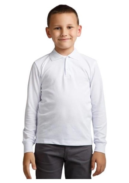 Polo Yaka Çocuk T-Shirt - Uzun - Öz