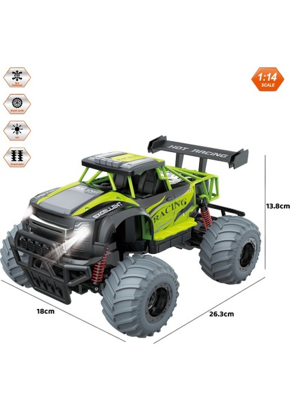 Uzaktan Kumandalı Full Fonksiyon 1:14 Şarjlı 2.4g Off-Road Araba Yeşil