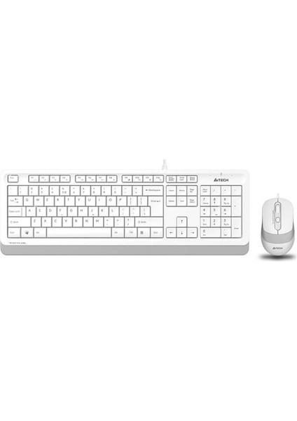 A4 Tech F1010 USB Q Trk Optic Mouse Beyaz/gri Standart Klavye - Mouse Set