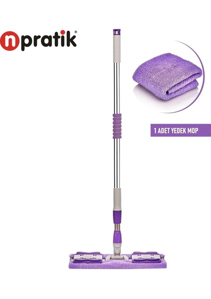 Mikrofiber Mandallı Teleskopik Mop 1 Adet Yedek Bez