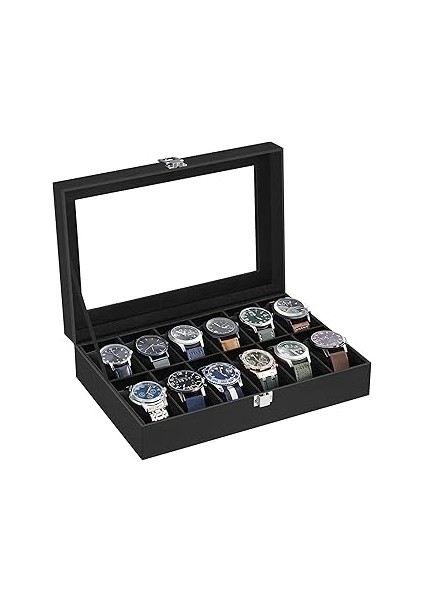 12 Saat Için Yeni Watch Box Watch Case Siyah Cam JWB12B