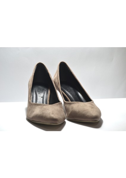 MS613 Nubuk Kısa Topuklu Stiletto Kadın Ayakkabı fırsatları