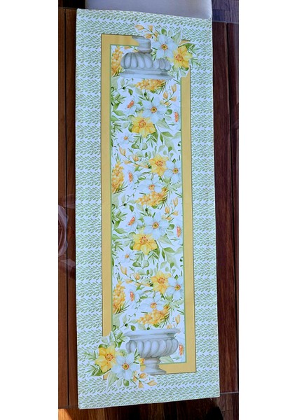 Sarı Çiçek Desenli Runner