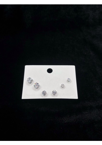 Xupıng Jewelry Zirkon Taşlı Gümüş Renk 6’lı Küpe Seti fiyatları
