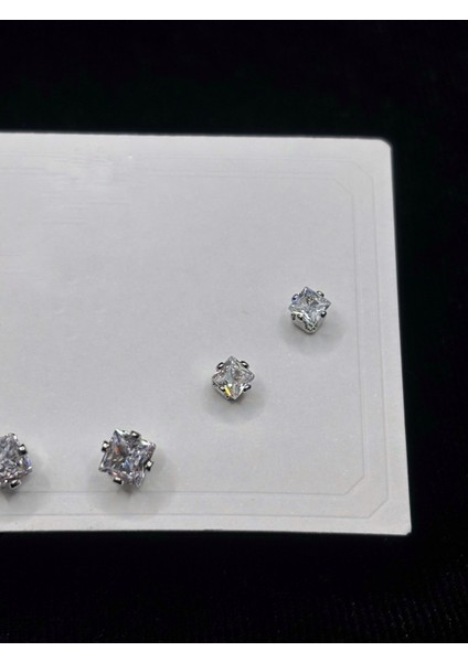 Xupıng Jewelry Zirkon Taşlı Gümüş Renk 6’lı Küpe Seti modelleri