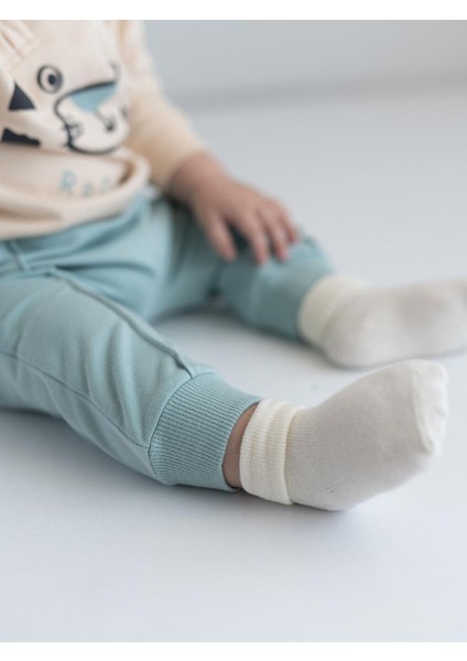 Bisiklet Yaka Uzun Kollu Baskılı Erkek Bebek Sweatshirt ve Eşofman Alt 2'li Takım indirimleri