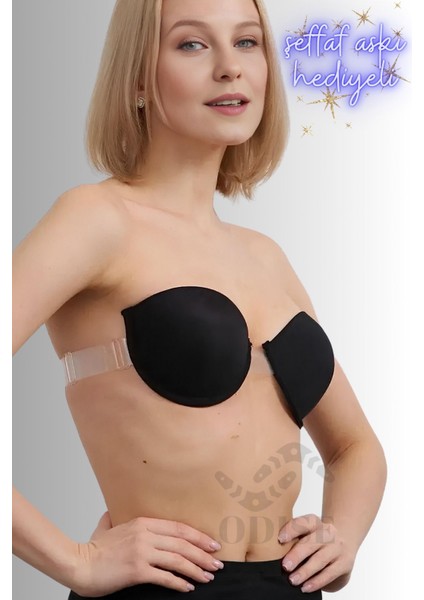 Sırtı Şeffaf Ayarlanabilir Dekolte Abiye Kıyafet Mezuniyet, Düğün Sütyeni (Destekli-Dolgulu)