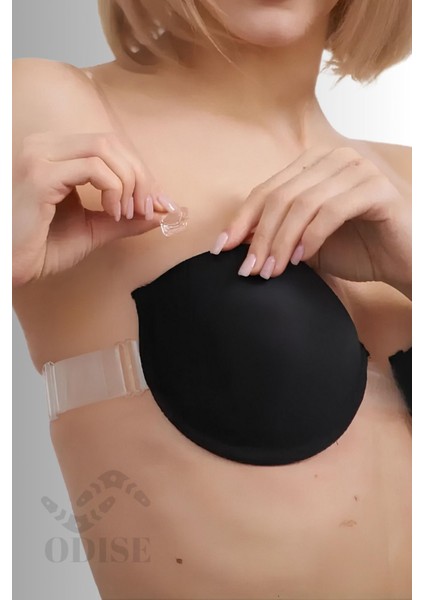 Sırtı Şeffaf Ayarlanabilir Dekolte Abiye Kıyafet Mezuniyet, Düğün Sütyeni (Destekli-Dolgulu) modelleri