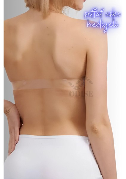 Sırtı Şeffaf Ayarlanabilir Dekolte Abiye Kıyafet Mezuniyet, Düğün Sütyeni (Destekli-Dolgulu) fırsatları