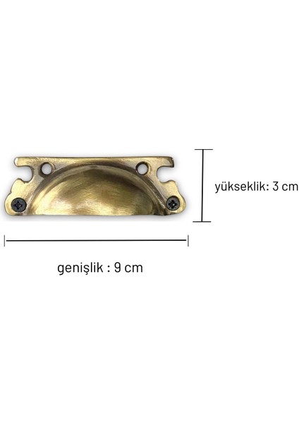 Pirinç Döküm Antik Sarı Rengi 9 cm Tas/çanak/midye Kulp