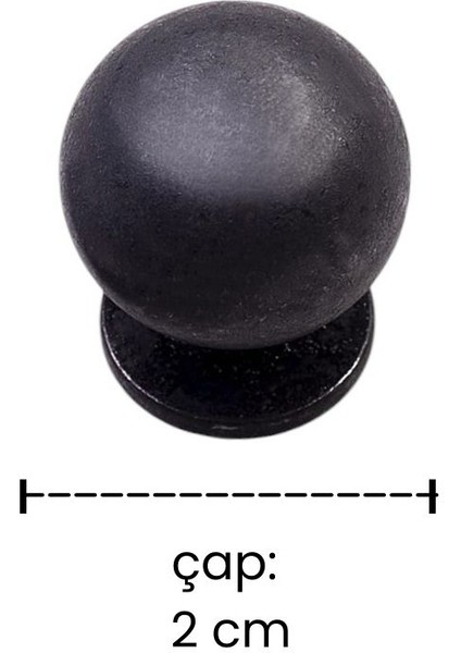 Pirinç Döküm 2 cm Çapında Oksit Siyah Rengi Düğme Kulp