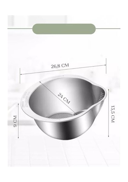 Inox Süzgeç Pirinç Makarna Salata Süzgeci 304 Paslanmaz Çelik 2 Adet