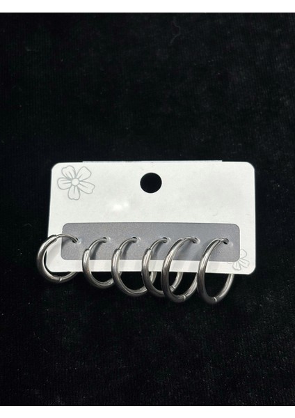 Xupıng Jewelry Gümüş Kaplama 6’lı Geometrik Halka Küpe Seti modelleri