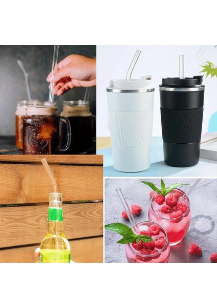 8 Li Cam Pipet, Stanley Adventure Quencher Seyahat Bardakları Için 31 cm Uzunluğunda Cam Pipetler Ve 2 Adet Fırça Tekrar kullanılabilir, Cam malzemeden yapılmıştır.