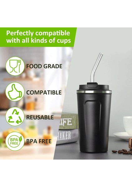 8 Li Cam Pipet, Stanley Adventure Quencher Seyahat Bardakları Için 31 cm Uzunluğunda Cam Pipetler Ve 2 Adet Fırça Tekrar kullanılabilir, Cam malzemeden yapılmıştır.