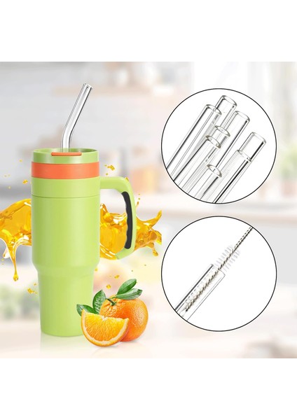 8 Li Cam Pipet, Stanley Adventure Quencher Seyahat Bardakları Için 31 cm Uzunluğunda Cam Pipetler Ve 2 Adet Fırça Tekrar kullanılabilir, Cam malzemeden yapılmıştır.