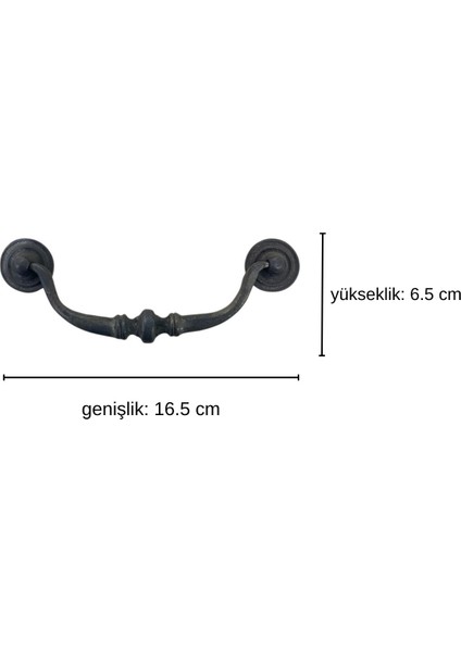 Pirinç Döküm Oksit Siyah Rengi 16.5 cm Kulp