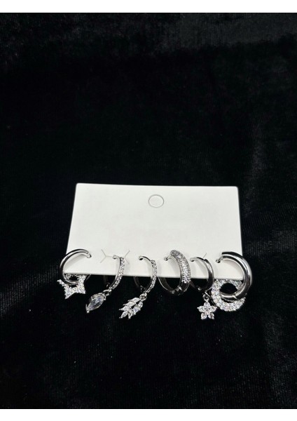 Xupıng Jewelry Taşlı Asimetrik Kombin Halka Küpe Seti fiyatları