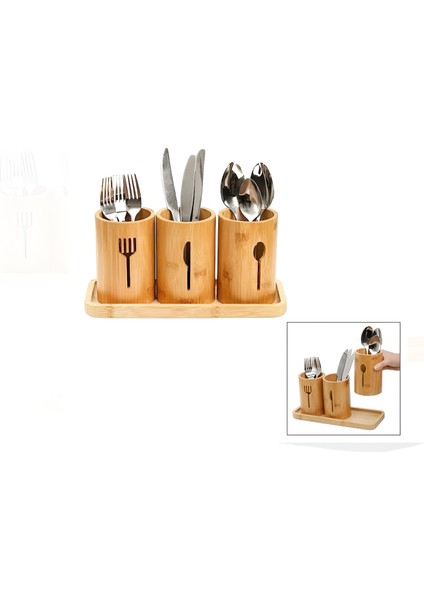 4 Parça Bambu Kaşıklık Tezgah Üstü Servis Standı Dik Kaşıklık Düzenleyici fiyatları