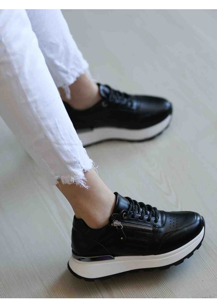 Lexi Siyah Kaymaz Taban Fermuar Detaylı Kadın Sneaker Ayakkabı fiyatları