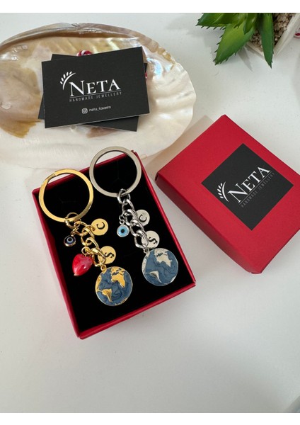 Dünya Çift Anahtarlık Nazarlı Model Gold-Silver