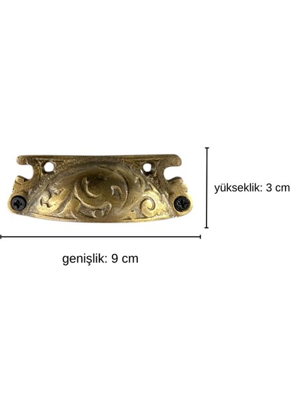 Pirinç Döküm Antik Sarı Rengi 9 cm Tas/çanak/midye Kulp