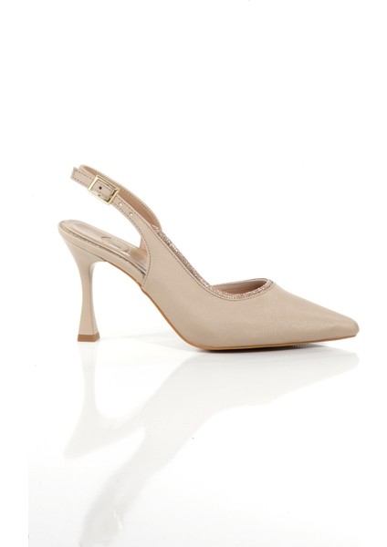 Tonnyy Ten Rengi Taşlı Stiletto Yanı Açık Topuklu Abiye Ayakkabı modelleri